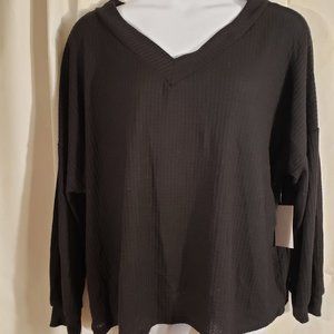 Publik Plus Sz V-Neck sweater lightweight Black 3X